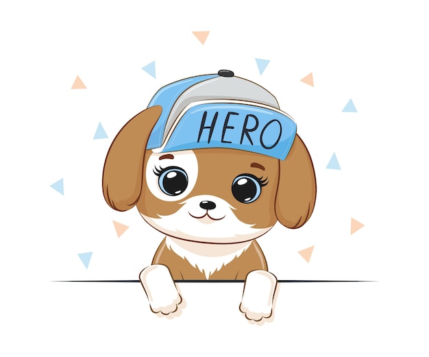 Vector lindo perrito con una gorra con la inscripción 