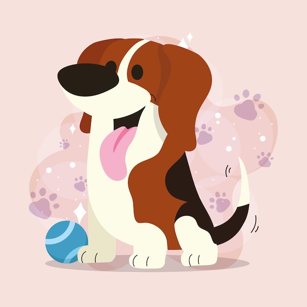 Vector lindo perro beagle personaje de dibujos animados ilustración vectorial