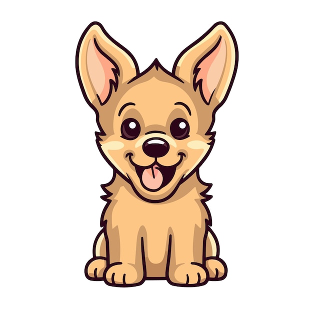 Vector un lindo perro cachorro personaje de dibujos animados