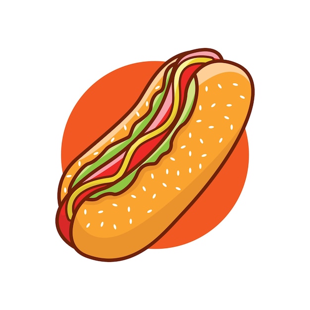 Lindo perro caliente de dibujos animados vector icono ilustración logo mascota concepto dibujado a mano estilo de dibujos animados trandy