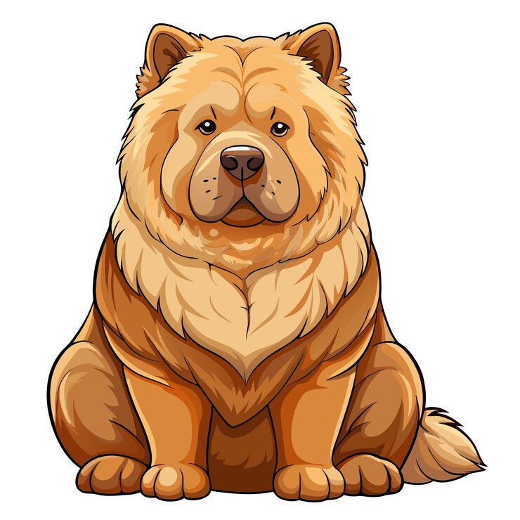 Vector lindo perro chow chow ilustración de dibujos animados de vector de cabeza