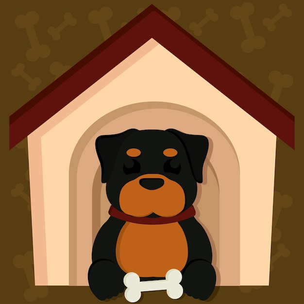 Lindo perro en la construcción de casas de perros en capas ilustración vectorial