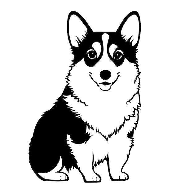 Vector el lindo perro corgi aislado sobre un fondo blanco ilustración de vector plano