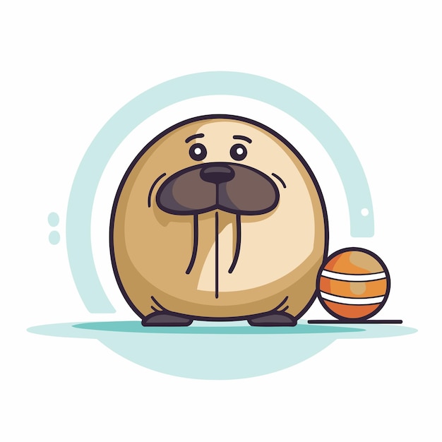 Vector lindo perro de dibujos animados con bola ilustración vectorial de un perro