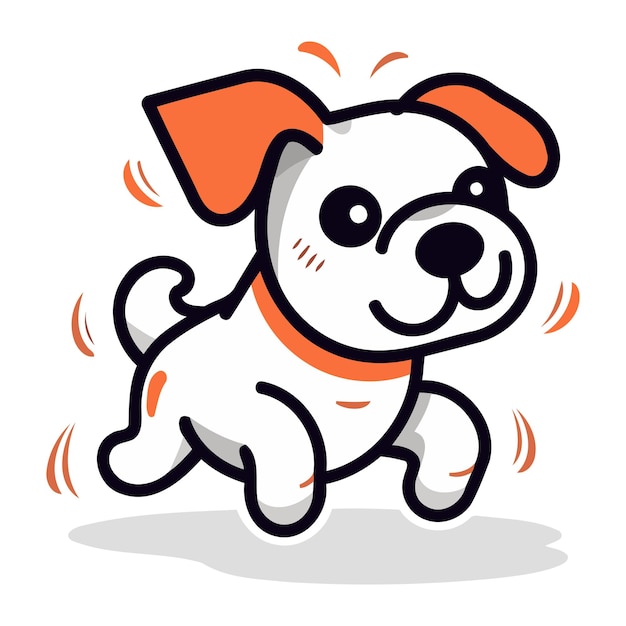 Vector lindo perro de dibujos animados corriendo ilustración vectorial en estilo doodle