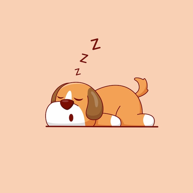 Vector lindo perro de dibujos animados durmiendo ilustración vectorial