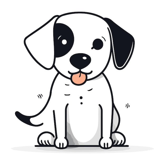 Lindo perro de dibujos animados con la lengua afuera ilustración vectorial