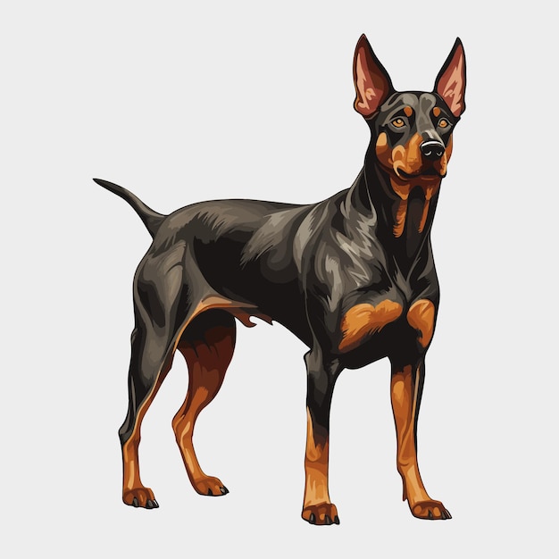 Vector lindo perro dobermann dibujos animados vector art diseño de ilustraciones