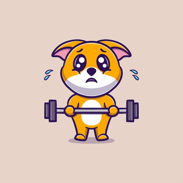 Vector lindo perro está haciendo fitness vector icono ilustración