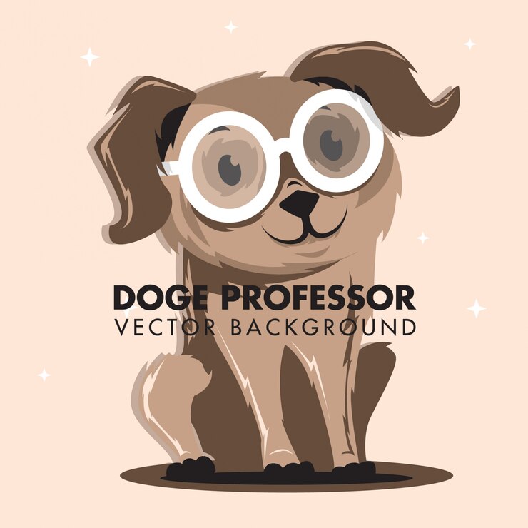Vector lindo perro con ilustración de vidrios