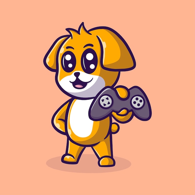 Lindo perro jugando vector icono ilustración