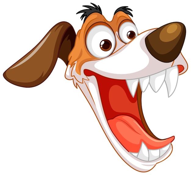 Vector lindo perro juguetón loco cabeza de dibujos animados