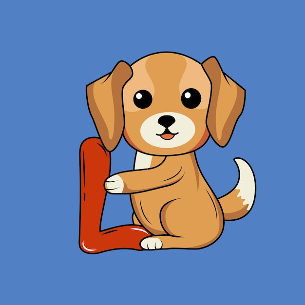 Vector lindo perro con letra l ilustración vectorial