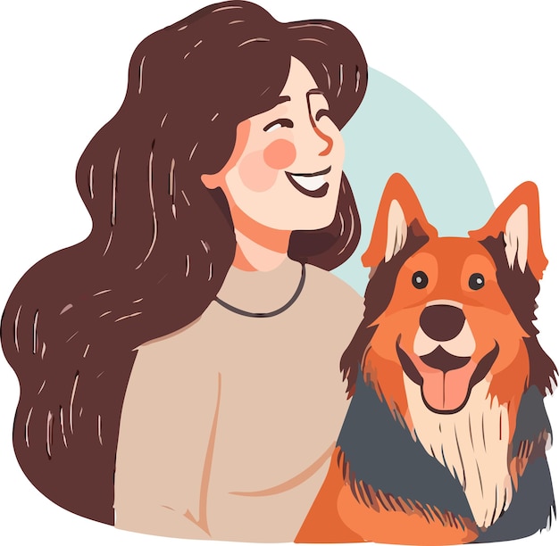 lindo, perro, y, mamá, vector, ilustración