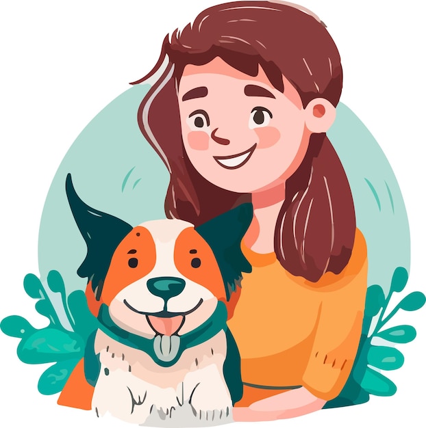 Vector lindo, perro, y, mamá, vector, ilustración