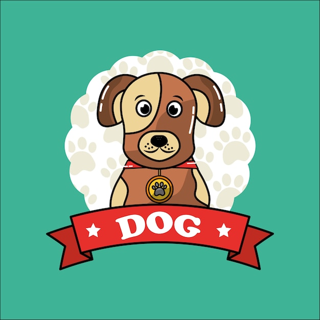 Vector lindo perro mascota mamífero emblema amigable