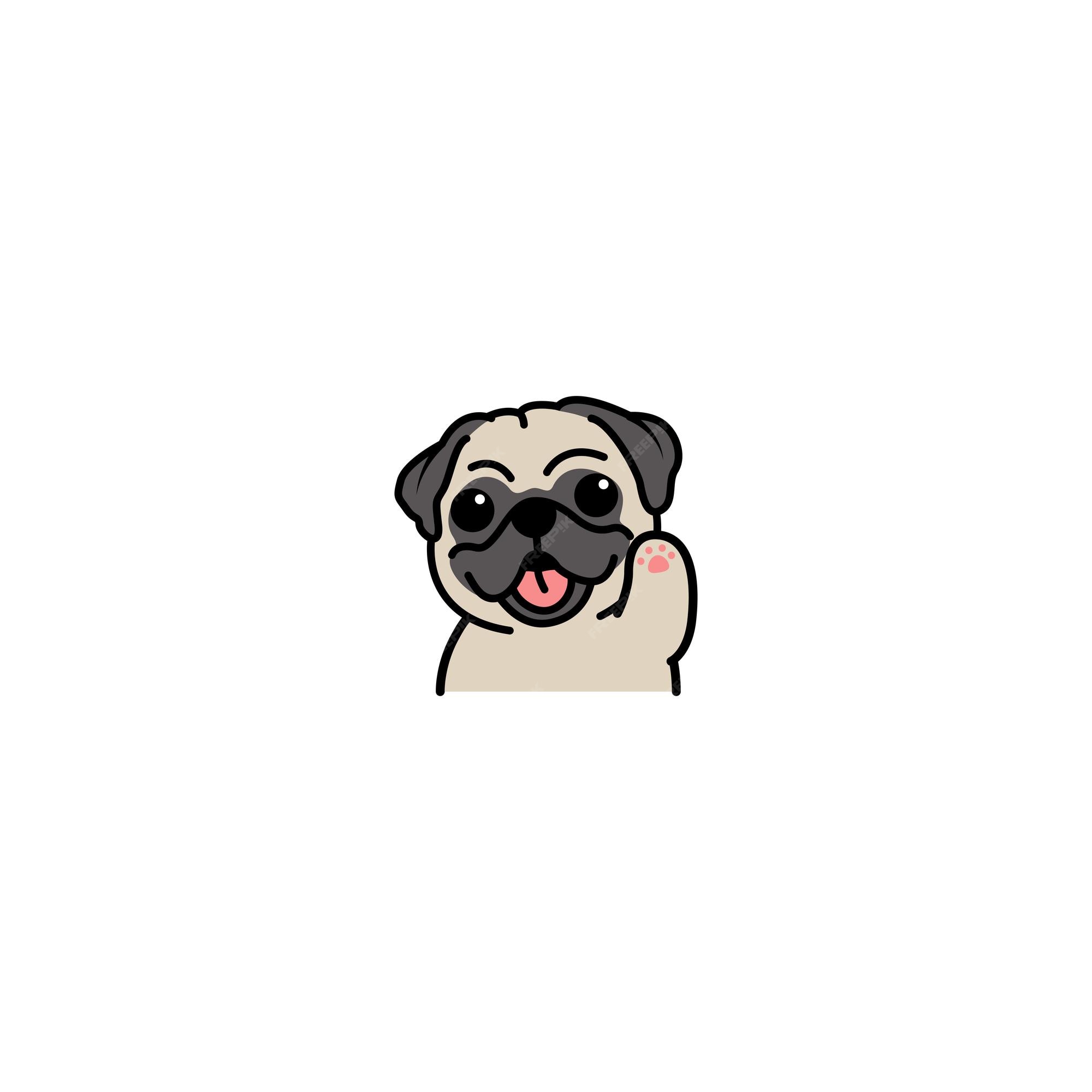 Lindo perro pug agitando el icono de dibujos animados de la pata, ilustración vectorial | Vector Premium Lindo perro pug agitando el icono de dibujos animados de la pata, ilustración vectorial | Vector Premium