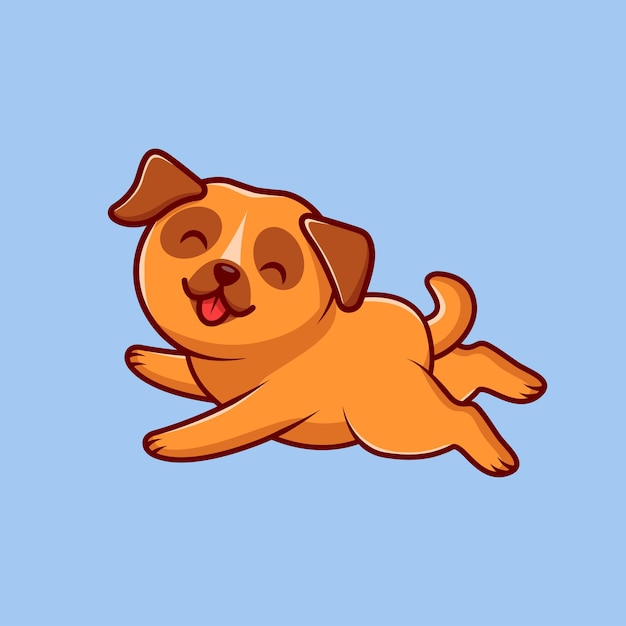 Vector lindo perro pug corriendo dibujos animados vector icono ilustración