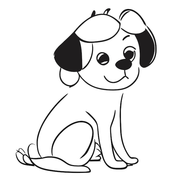 Vector lindo perro pug dibujado a mano dibujos animados pegatina icono concepto aislado ilustración