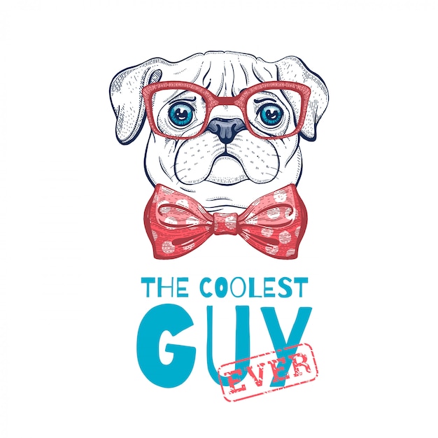 Lindo perro Pug ilustración