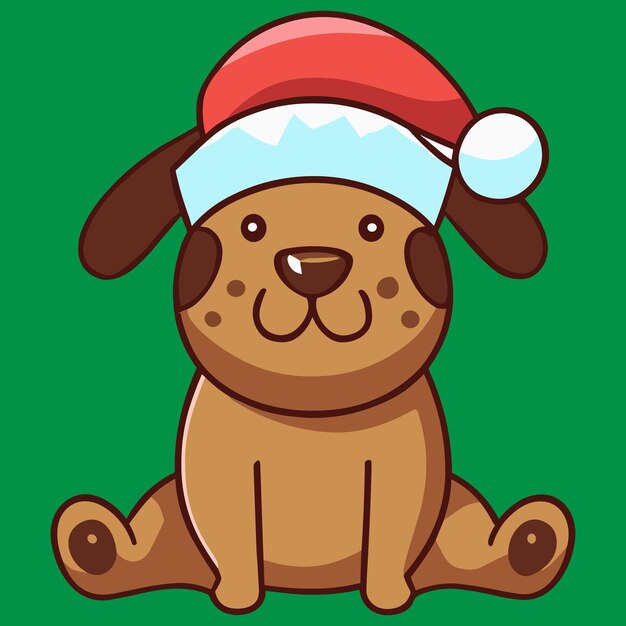 Un lindo perro que celebra la Navidad con el uniforme de Papá Noel.