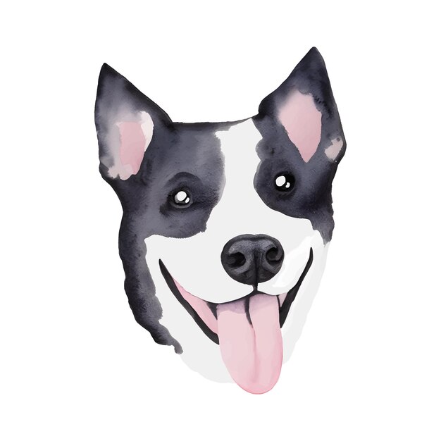 Lindo perro retrato acuarela cabeza vector ilustración vectorial