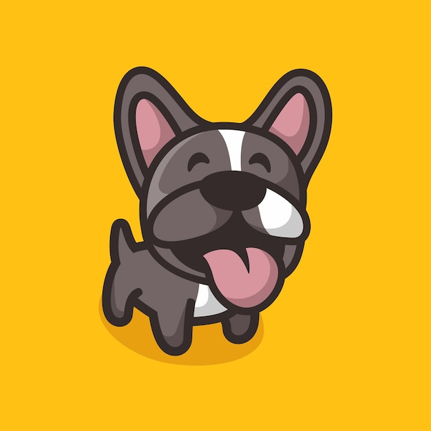 Lindo perro sacando la lengua ilustración del icono de dibujos animados.