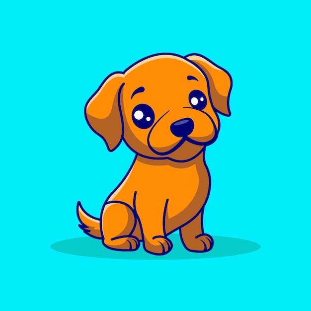 Lindo Perro Sentado Dibujos Animados Vector Icono Ilustración Animal Naturaleza Icono Concepto Aislado Premium