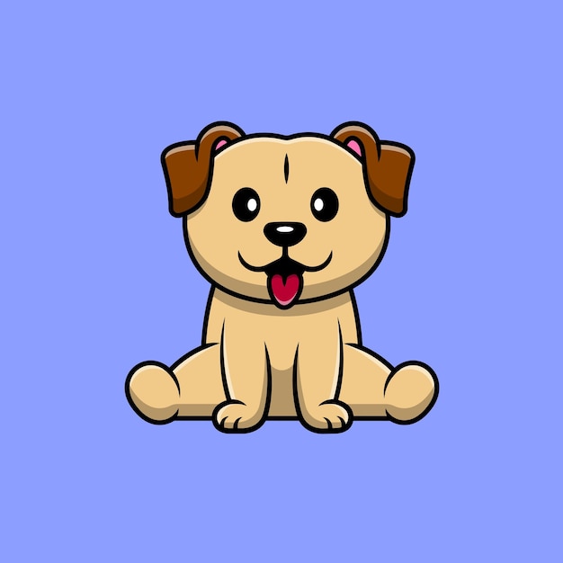 Lindo perro sentado dibujos animados vector iconos ilustración