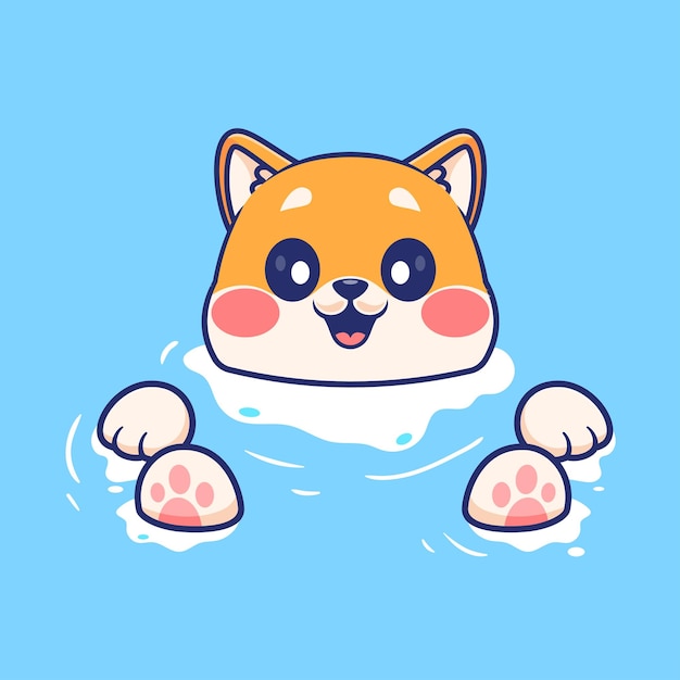 El lindo perro Shiba Inu empapado en agua Ilustración de icono vectorial de dibujos animados Animal Holiday Apartamento aislado