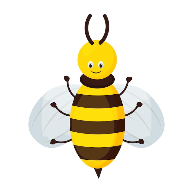 Lindo personaje de abeja adorable en estilo de dibujos animados