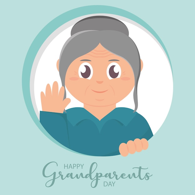 Lindo personaje de abuela feliz día de los abuelos ilustración vectorial