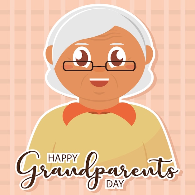 Lindo personaje de abuela feliz día de los abuelos ilustración vectorial