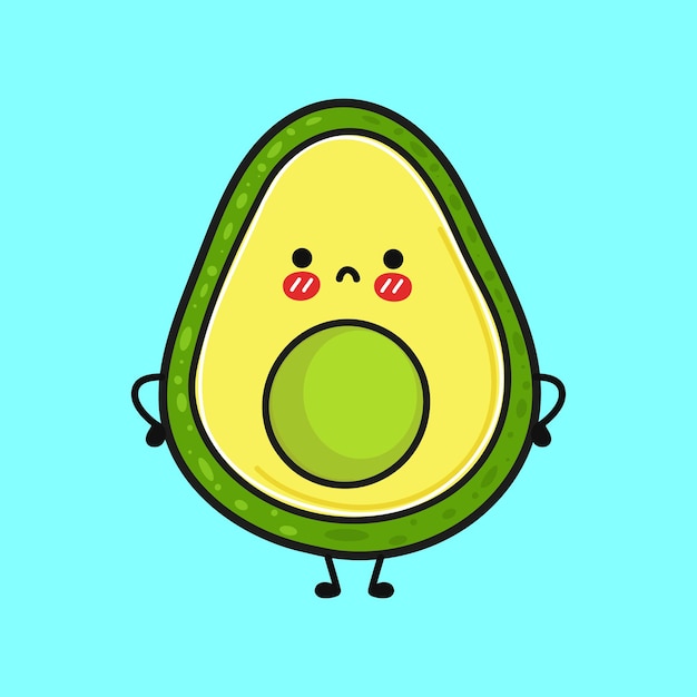 Lindo personaje de aguacate triste