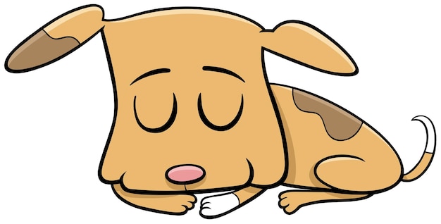 un lindo personaje animal de dibujos animados con manchas de cachorro durmiendo