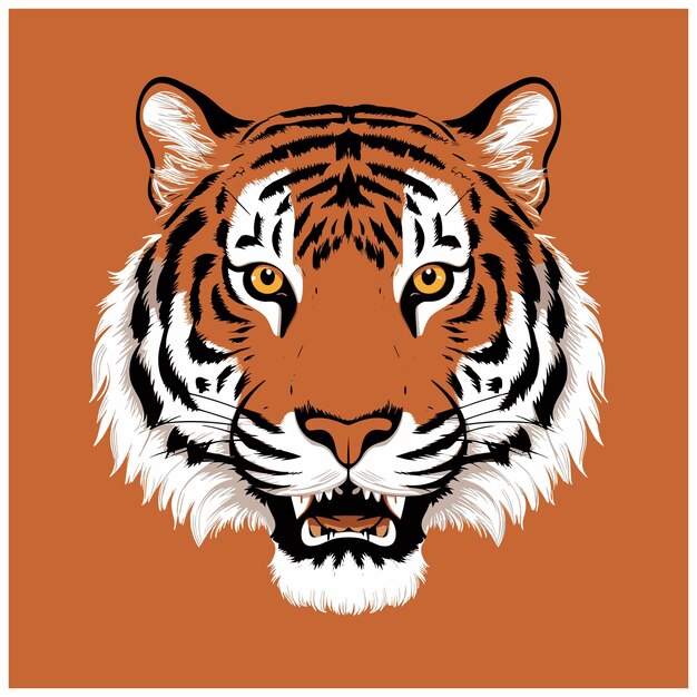 Lindo personaje animal de dibujos animados de tigre Ilustración vectorial en estilo plano aislado en fondo gris