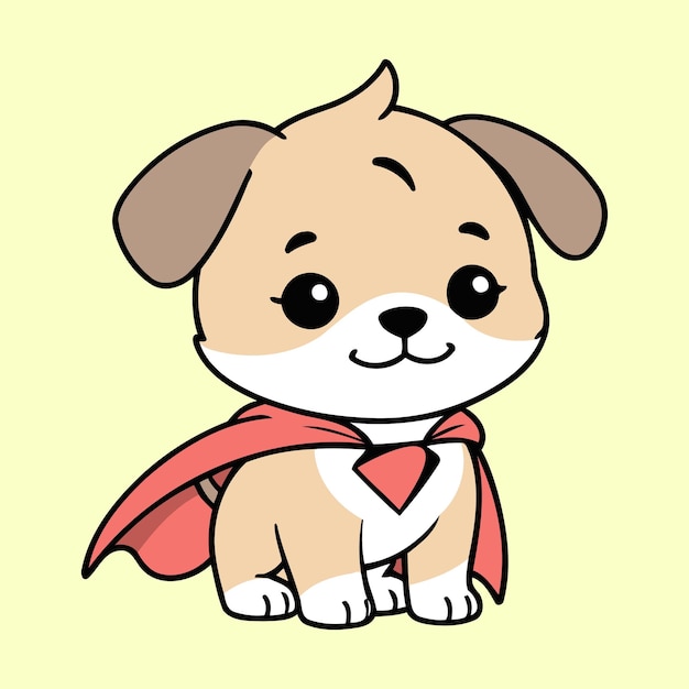 Vector lindo personaje animal de superhéroe kawaii para niños ilustración vectorial cachorro