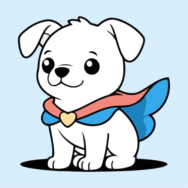 Vector lindo personaje animal de superhéroe kawaii para niños ilustración vectorial perro