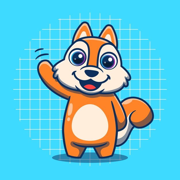 Lindo personaje de ardilla agitando ilustración vectorial Estilo plano de dibujos animados