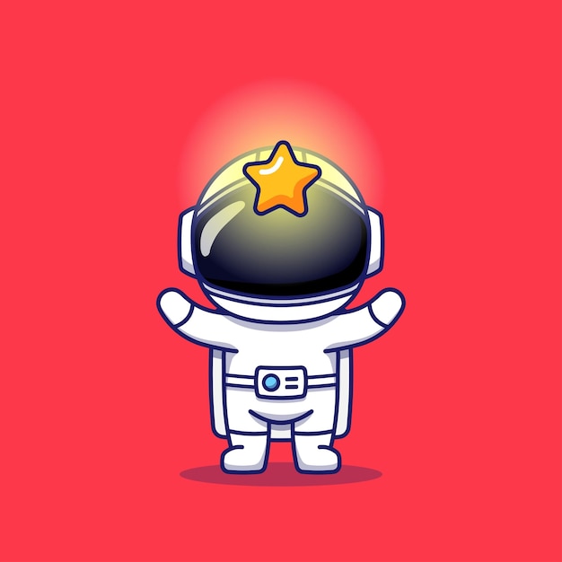 Vector lindo personaje de astronauta con una estrella brillante