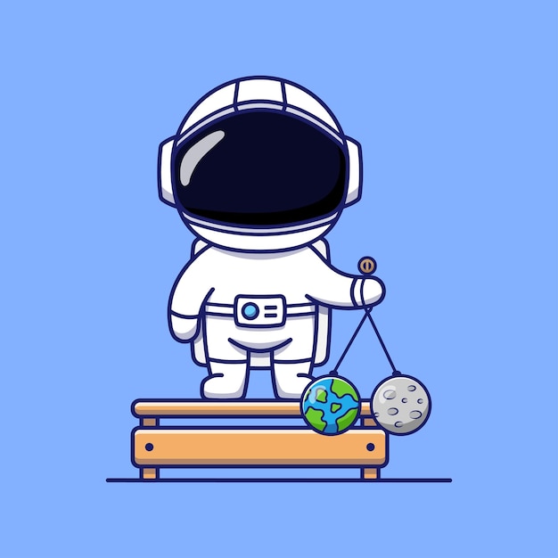 Vector lindo personaje de astronauta jugando a la bola de clackers