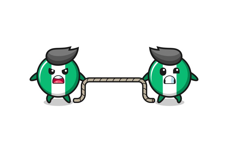 Vector lindo personaje de la bandera de nigeria está jugando tira y afloja