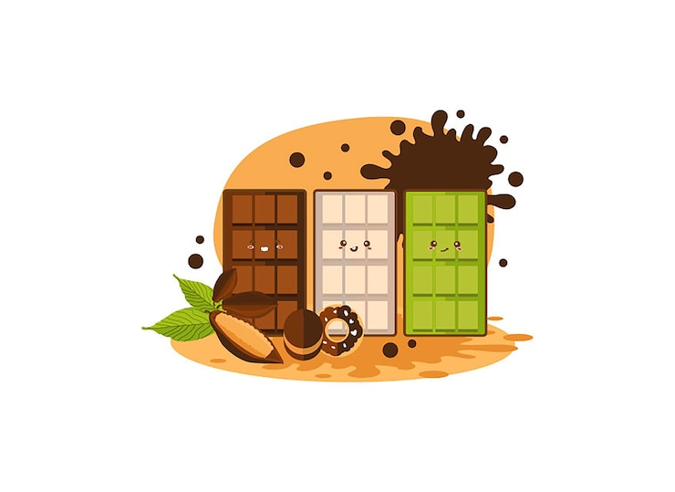 Vector lindo personaje de barra de chocolate