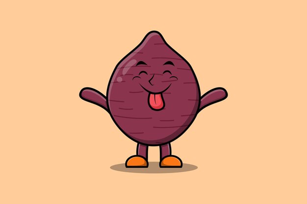 Lindo personaje de batata de dibujos animados con expresión llamativa en una ilustración moderna de estilo lindo