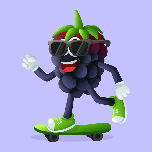 Lindo personaje de blackberry skateboarding