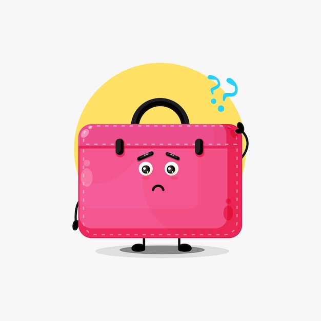 Lindo personaje de bolsa de trabajo confundido