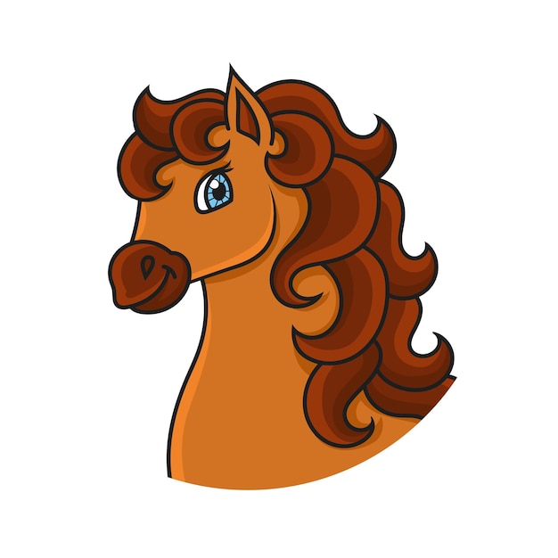 Lindo personaje caballo animal colorido vector ilustración estilo coon aislado sobre fondo blanco elemento de diseño plantilla para su diseño libros pegatinas tarjetas carteles ropa