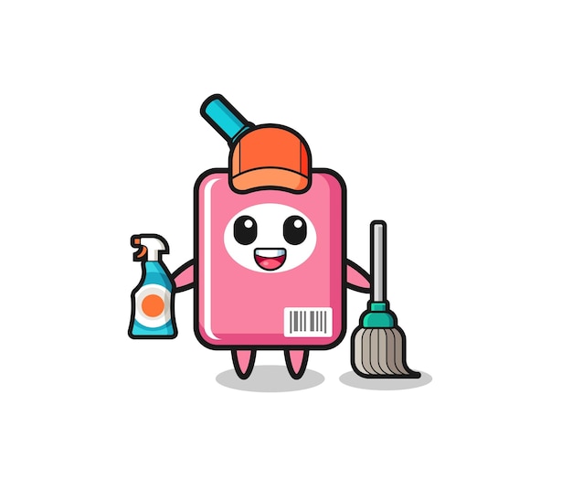 Lindo personaje de caja de leche como mascota de servicios de limpieza lindo diseño