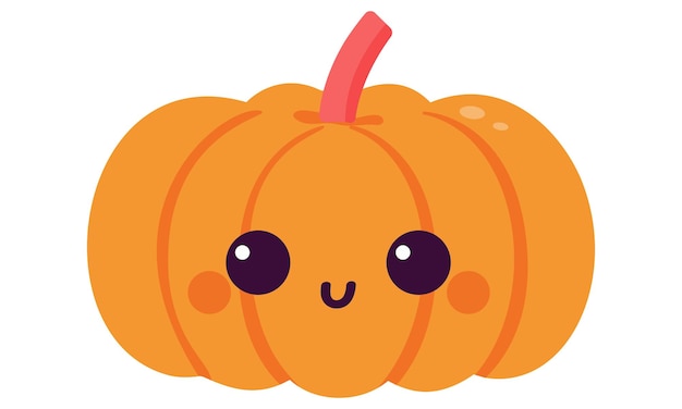 Lindo personaje de calabaza naranja Ilustración al estilo Kawaii para diseños de Halloween de otoño Arte vectorial