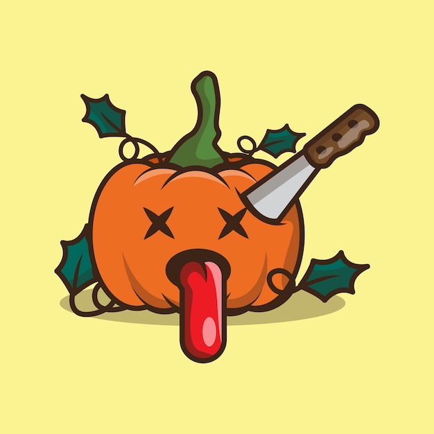 Vector lindo personaje de calabaza zombie